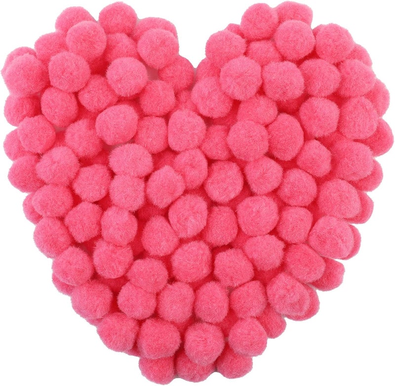 MORFEN 150 Pcs Pom Poms, 1 Inch Dark Pink Craft Pom Poms, Fuzzy Pompom Puff Balls, Small Pom Pom Balls for DIY Arts, Crafts Projects, Home Decorations - Image 1